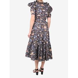 Ulla Johnson-Blue ruffle floral midi dress - size US 0-Blue