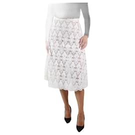 Maje-White lace embroidered skirt - size FR 36-White