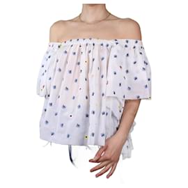 Autre Marque-White off-shoulder floral embroidered top - size UK 6-White