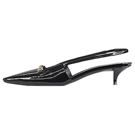 Saint Laurent-Black patent slingback kitten heels - size EU 38.5-Black