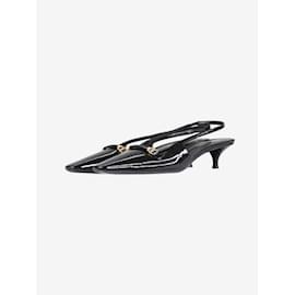 Saint Laurent-Black patent slingback kitten heels - size EU 38.5-Black