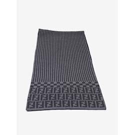 Fendi-Grey wool striped scarf-Grey