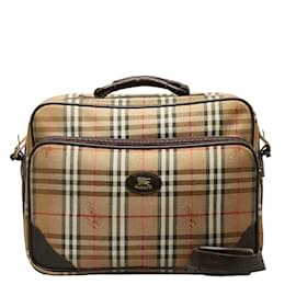 Burberry-Haymarket Check Canvas Handbag-Brown