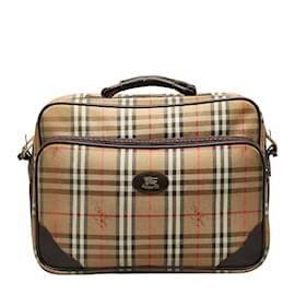 Burberry-Haymarket Check Canvas Handbag-Brown