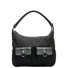 Gucci-GG Canvas Double Pocket Shoulder Bag 293581-Black