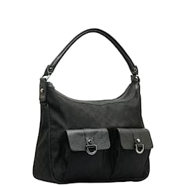 Gucci-GG Canvas Double Pocket Shoulder Bag 293581-Black