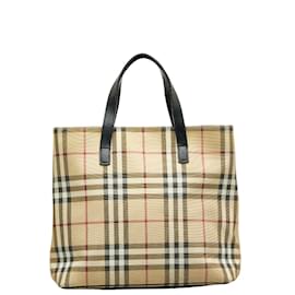 Burberry-Burberry House Check Canvas Tote Bag Canvas Tote Bag in Good condition-Brown