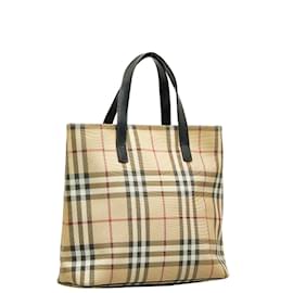 Burberry-House Check Canvas Tote Bag-Brown