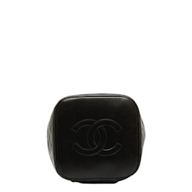 Chanel-Kosmetiktasche aus gestepptem Leder-Schwarz