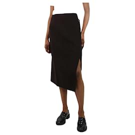 Soeur-Dark brown asymmetrical wool wrap skirt - size US 2-Brown