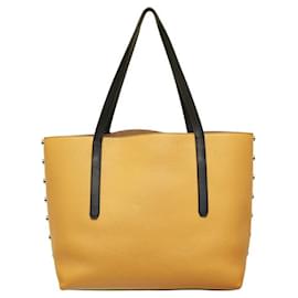 Jimmy Choo-Jimmy Choo Taupe and Yellow Bicolor Pebbled Leather Large Tote Shopper bag-Yellow