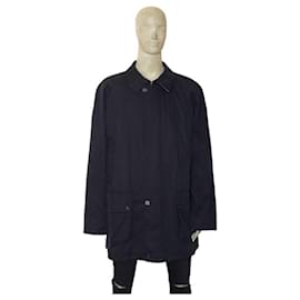 Burberry-Burberry men's dark blue trench jacket medium length coat size 60-Blue