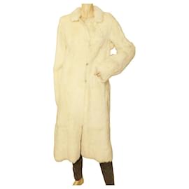 Autre Marque-TWICE by Tittaporta giacca in pelliccia stile lungo in pelliccia di coniglio bianco taglia 44-Bianco