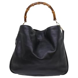 Gucci-GUCCI Bamboo Shoulder Bag Leather 2way Black Auth ep1812-Black