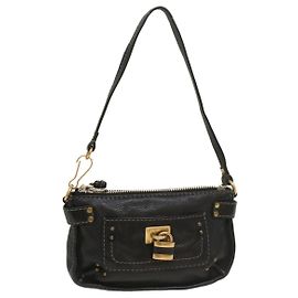 Chloé Chloe Paddington Accessory Pouch Leather Black 01 08 51 5267 Auth ar10407 Black