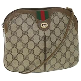Gucci-GUCCI GG Supreme Web Sherry Line Shoulder Bag Beige Red 904 02 047 Auth ar10438-Red,Beige