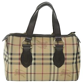 Burberry-BURBERRY Sac Boston Nova Check Cuir PVC Beige Auth yk9073-Beige