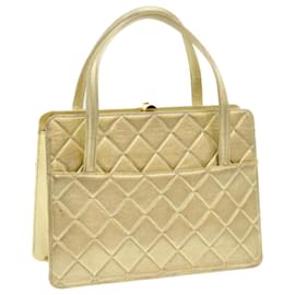 Chanel-CHANEL Hand Bag Lamb Skin Gold Tone CC Auth bs9172-Other