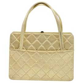 Chanel-CHANEL Hand Bag Lamb Skin Gold Tone CC Auth bs9172-Other