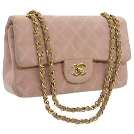Chanel-CHANEL Matelasse Turn Lock Chain Shoulder Bag Suede Pink CC Auth yk9107-Pink
