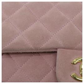 Chanel-CHANEL Matelasse Turn Lock Chain Shoulder Bag Suede Pink CC Auth yk9107-Pink