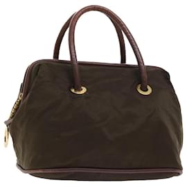 Céline-CELINE Hand Bag Nylon Khaki Auth 55453-Khaki
