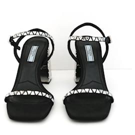 Prada-Prada Kristall-Disco-Kugel-Absatz-Sandalen-Silber