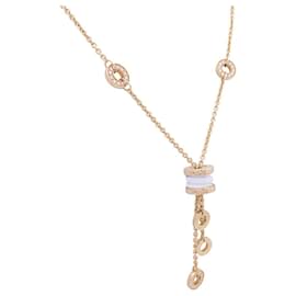 Bulgari-Bulgari necklace, "BZero1", Rose gold, white ceramic and diamonds.-Other