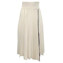 Sacai-Sacai White Pleated Midi Skirt-White