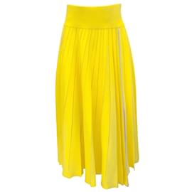 Sacai-Sacai Yellow Pleated Midi Skirt-Yellow