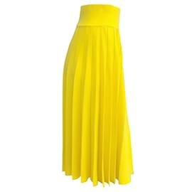 Sacai-Sacai Yellow Pleated Midi Skirt-Yellow