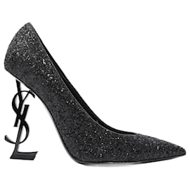Saint Laurent-Saint Laurent Opyum Glitter Black Glitter EU 38.5 Uk 5.5-Black