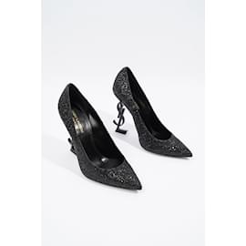 Saint Laurent-Saint Laurent Opyum Glitter Black Glitter EU 38.5 Uk 5.5-Black