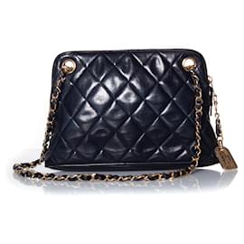 Chanel-Chanel, Vintage quilted leather shoulder bag-Blue