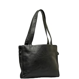 Chanel-CC Leather Tote Bag-Black