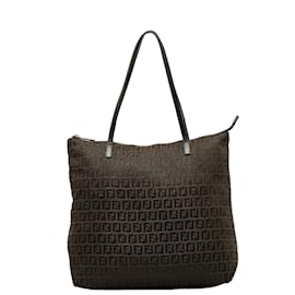 Fendi-Zucchino Canvas Tote Bag 8BH024-Brown