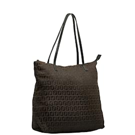 Fendi-Zucchino Canvas Tote Bag 8BH024-Brown