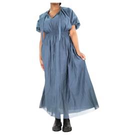 Autre Marque-Blue puff short-sleeved maxi dress - size UK 16-Blue