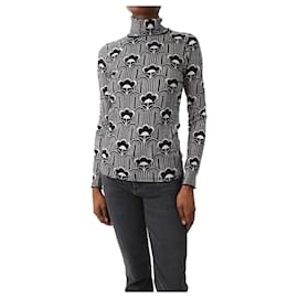 Prada-Black floral printed funnel-neck sweater - size IT 40-Black