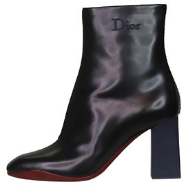 Christian Dior Black leather ankle boots - size EU 36.5 Black