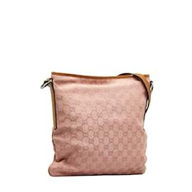 Gucci-GG Canvas Flat Messenger Bag 113013-Pink
