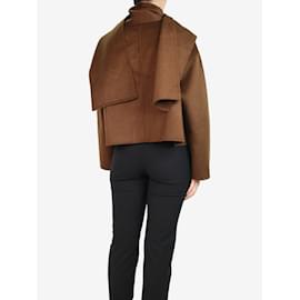 Autre Marque-Brown cropped wool jacket and scarf set - size UK 8-Brown