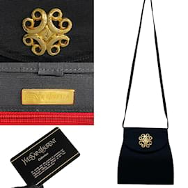 Yves Saint Laurent-Vintage Canvas Crossbody Bag-Black