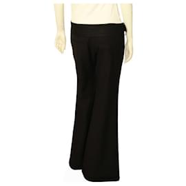 Balmain-Balmain Pantalon habillé en laine noire à taille plissée et jambe évasée Taille du pantalon 40-Noir