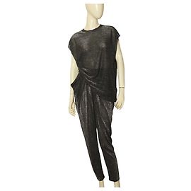 IRO Silver Lurex Redriver Draped Trousers Pants Redoak Top Set size XS / S Silvery