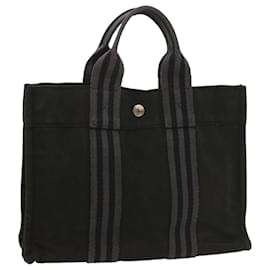 Hermès-HERMES Fourre Tout PM Hand Bag Canvas Black Auth 56711-Black