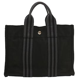 Hermès-HERMES Fourre Tout PM Hand Bag Canvas Black Auth 56711-Black