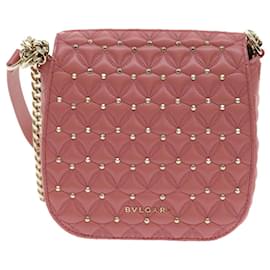 Bulgari-BVLGARI Sac Bandoulière Cuir Rose 385430 auth 56753A-Rose