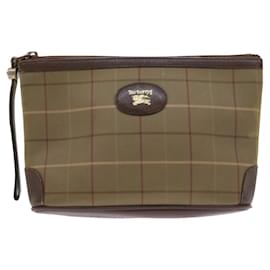 Autre Marque-Burberrys Nova Check Clutch Bag Canvas 2Set Brown Auth bs8985-Brown