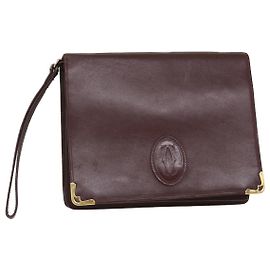 CARTIER Clutch Bag Leder Rot Auth ac2283 Rot